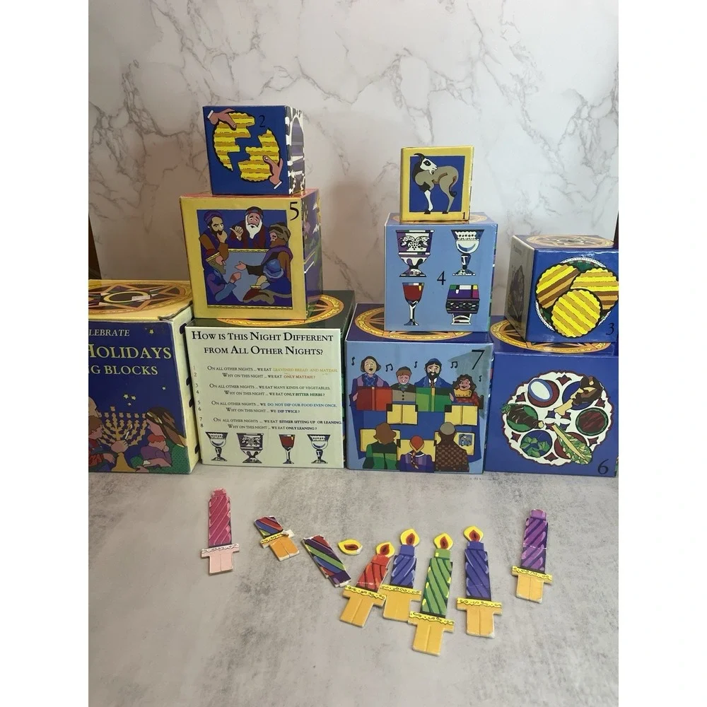 Vtg 1999 Jewish Holiday Building Blocks/Nesting Blocks by WJ Fantasy Inc,